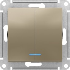 ATLASDESIGN 2-клавишный ВЫКЛЮЧАТЕЛЬ с подсветкой, сх.5а, 10АХ, механизм, ШАМПАНЬ