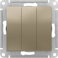 ATLASDESIGN 3-клавишный ВЫКЛЮЧАТЕЛЬ, сх.1+1+1, 10АХ, механизм, ШАМПАНЬ