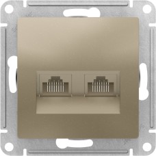 ATLASDESIGN РОЗЕТКА двойная компьютерная RJ45+RJ45, кат.5E, механизм, ШАМПАНЬ 