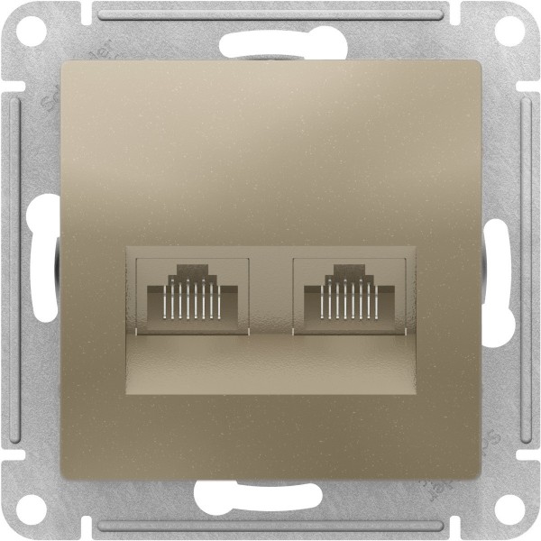 ATLASDESIGN РОЗЕТКА двойная компьютерная RJ45+RJ45, кат.5E, механизм, ШАМПАНЬ 