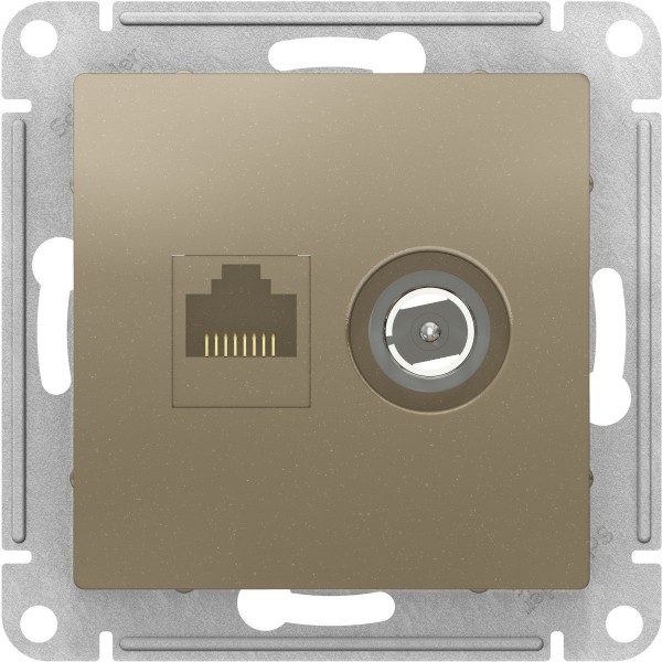 ATLASDESIGN РОЗЕТКА двойная комп+ТВ, RJ45+TV, кат.5E, механизм, ШАМПАНЬ