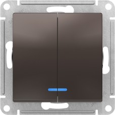 ATLASDESIGN 2-клавишный ВЫКЛЮЧАТЕЛЬ с подсветкой, сх.5а, 10АХ, механизм, МОККО