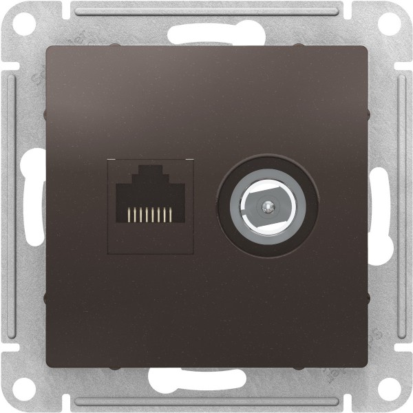 ATLASDESIGN РОЗЕТКА двойная комп+ТВ, RJ45+TV, кат.5E, механизм, МОККО