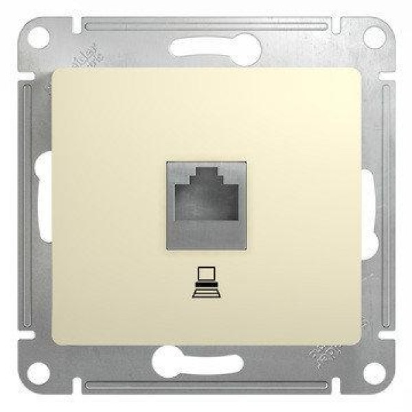 GLOSSA РОЗЕТКА компьютерная RJ45 кат.5E, механизм, БЕЖЕВЫЙ