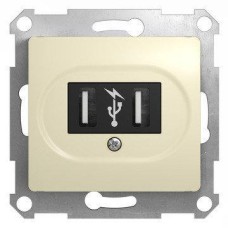 GLOSSA USB РОЗЕТКА, 5В/2100мА, 2х5В/1050мА, механизм, БЕЖЕВЫЙ