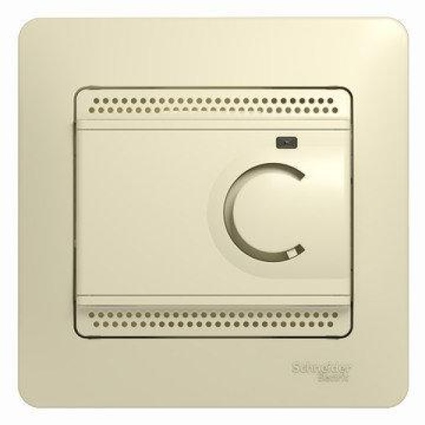 GLOSSA ТЕРМОСТАТ электр.теплого пола с датчиком,от+5до+50°C,10A,в сборе, БЕЖЕВЫЙ