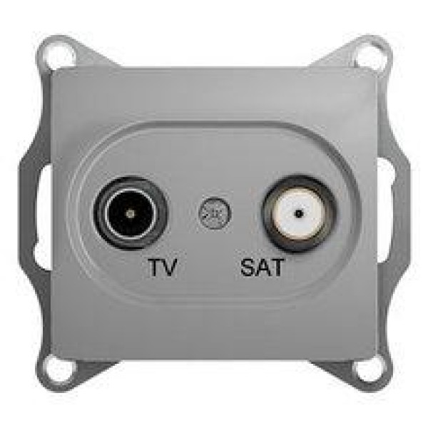 GLOSSA TV-SAT РОЗЕТКА проходная 4DB, механизм, АЛЮМИНИЙ