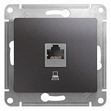 GLOSSA РОЗЕТКА компьютерная RJ45 кат.5E, механизм, АНТРАЦИТ