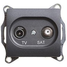 GLOSSA TV-SAT РОЗЕТКА проходная 4DB, механизм, АНТРАЦИТ
