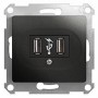 GLOSSA USB РОЗЕТКА,5В/2100мА, 2х5В/1050мА, механизм, АНТРАЦИТ