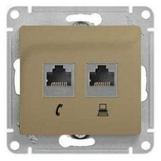 GLOSSA РОЗЕТКА двойная RJ45+RJ45, кат.5E, механизм, ТИТАН