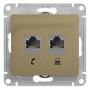 GLOSSA РОЗЕТКА двойная RJ45+RJ45, кат.5E, механизм, ТИТАН