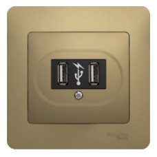 GLOSSA USB РОЗЕТКА, 5В/2100мА, 2х5В/1050мА, механизм, ТИТАН