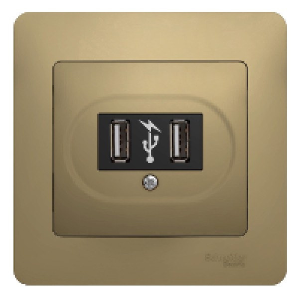 GLOSSA USB РОЗЕТКА, 5В/2100мА, 2х5В/1050мА, механизм, ТИТАН
