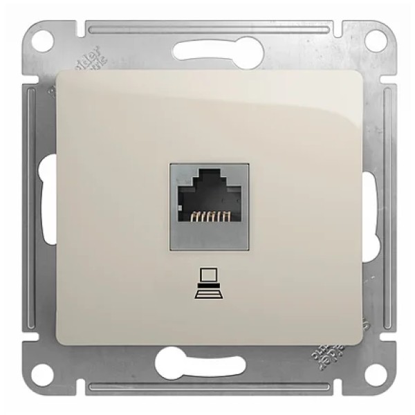 GLOSSA РОЗЕТКА компьютерная RJ45 кат.5E, механизм, ПЕРЛАМУТР