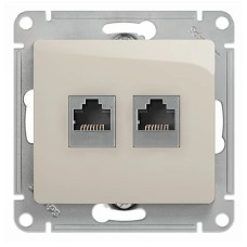 GLOSSA РОЗЕТКА двойная RJ11+RJ45, кат.5E, механизм, ПЕРЛАМУТР