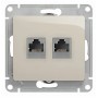 GLOSSA РОЗЕТКА двойная RJ11+RJ45, кат.5E, механизм, ПЕРЛАМУТР