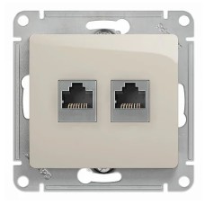 GLOSSA РОЗЕТКА двойная RJ45+RJ45, кат.5E, механизм, ПЕРЛАМУТР
