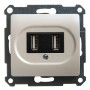 GLOSSA USB РОЗЕТКА, 5В/2100мА, 2х5В/1050мА, механизм, ПЕРЛАМУТР