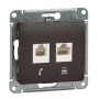 GLOSSA РОЗЕТКА двойная RJ11+RJ45, кат.5E, механизм, ШОКОЛАД