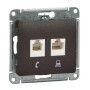 GLOSSA РОЗЕТКА двойная RJ45+RJ45, кат.5E, механизм, ШОКОЛАД