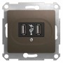 GLOSSA USB РОЗЕТКА,5В/2100мА, 2х5В/1050мА, механизм, ШОКОЛАД