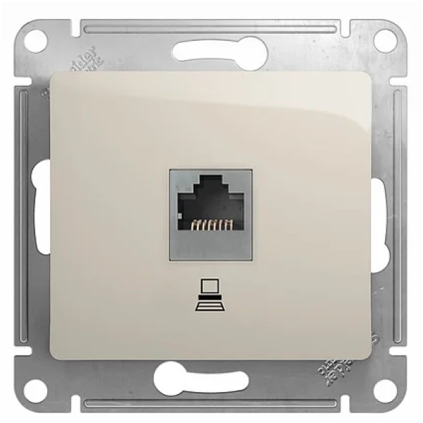 GLOSSA РОЗЕТКА компьютерная RJ45 кат.5E, механизм, МОЛОЧНЫЙ