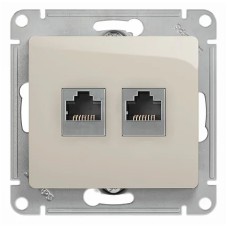 GLOSSA РОЗЕТКА двойная компьютерная RJ45+RJ45, кат.5E, механизм, МОЛОЧНЫЙ