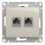 GLOSSA РОЗЕТКА двойная компьютерная RJ45+RJ45, кат.5E, механизм, МОЛОЧНЫЙ