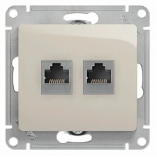 GLOSSA РОЗЕТКА двойная RJ11+RJ45, кат.5E, механизм, МОЛОЧНЫЙ