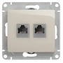 GLOSSA РОЗЕТКА двойная RJ11+RJ45, кат.5E, механизм, МОЛОЧНЫЙ