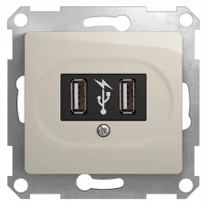 GLOSSA USB РОЗЕТКА, 5В/2100мА, 2х5В/1050мА, механизм, МОЛОЧНЫЙ