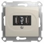 GLOSSA USB РОЗЕТКА, 5В/2100мА, 2х5В/1050мА, механизм, МОЛОЧНЫЙ
