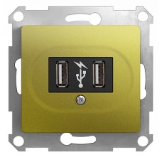 GLOSSA USB РОЗЕТКА, 5В/2100мА, 2х5В/1050мА, механизм, ФИСТАШКОВЫЙ