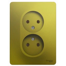 GLOSSA РОЗЕТКА двойная без заземления, В СБОРЕ, ФИСТАШКОВЫЙ
