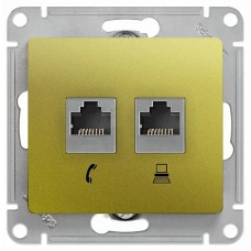 GLOSSA РОЗЕТКА двойная RJ11+RJ45, кат.5E, механизм, ФИСТАШКОВЫЙ