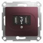 GLOSSA USB РОЗЕТКА, 5В/2100мА, 2х5В/1050мА, механизм, БАКЛАЖАНОВЫЙ