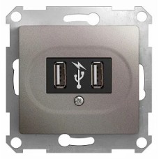 GLOSSA USB РОЗЕТКА, 5В/2100мА, 2х5В/1050мА, механизм, ПЛАТИНА