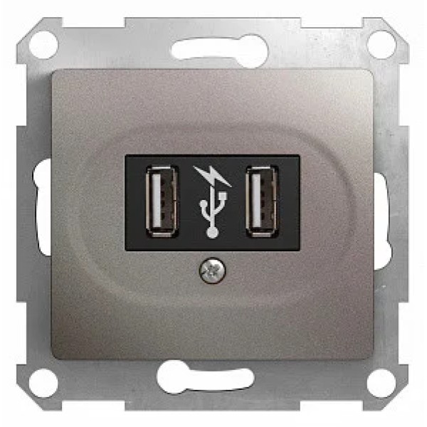GLOSSA USB РОЗЕТКА, 5В/2100мА, 2х5В/1050мА, механизм, ПЛАТИНА