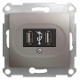GLOSSA USB РОЗЕТКА, 5В/2100мА, 2х5В/1050мА, механизм, ПЛАТИНА