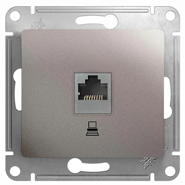 GLOSSA РОЗЕТКА компьютерная RJ45 кат.5E, механизм, ПЛАТИНА