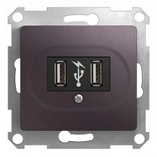 GLOSSA USB РОЗЕТКА, 5В/2100мА, 2х5В/1050мА, механизм, СИРЕНЕВЫЙ ТУМАН