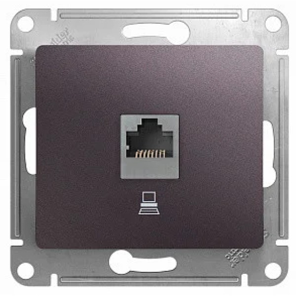GLOSSA РОЗЕТКА компьютерная RJ45 кат.5E, механизм, СИРЕНЕВЫЙ ТУМАН