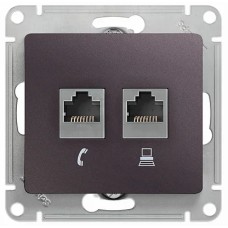 GLOSSA РОЗЕТКА двойная компьютерная RJ45+RJ45, кат.5E, механизм, СИРЕНЕВЫЙ ТУМАН