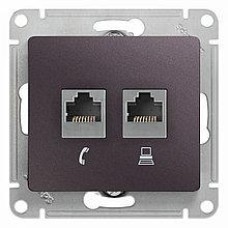 GLOSSA РОЗЕТКА двойная RJ11+RJ45, кат.5E, ГРАФИТ