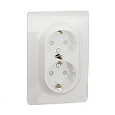 Розетка двойная без заземл. со шторками UNICA NEW Schneider Electric, винтовой зажим, белый