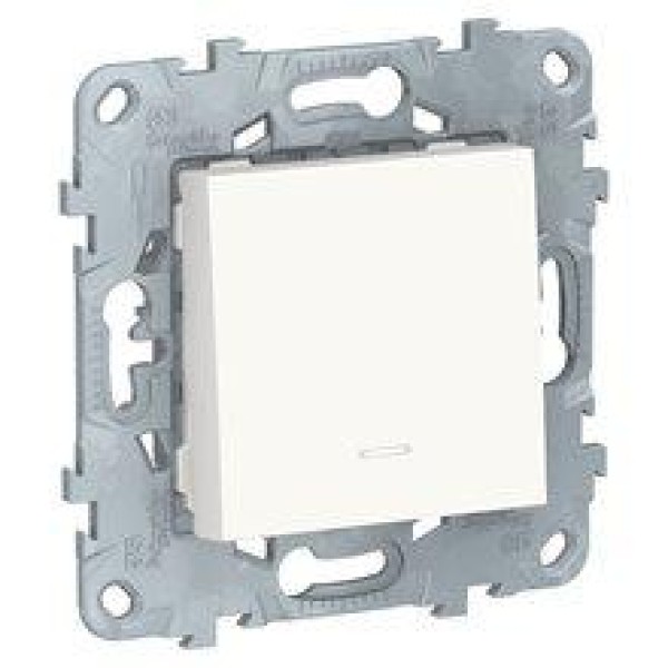 Выключатель 1-клавишный кнопочный  с подсветкой UNICA NEW Schneider Electric, белый