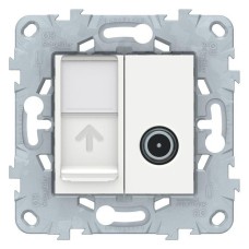Розетка TV одиночная + комп. RJ45 кат.6 UNICA NEW Schneider Electric, белый