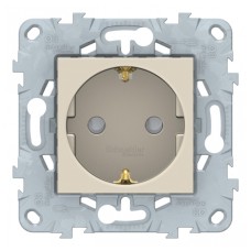 Розетка с заземл. со шторками UNICA NEW Schneider Electric, винтовой зажим, бежевый