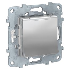 Розетка с крышкой с заземлением UNICA NEW Schneider Electric, алюминий